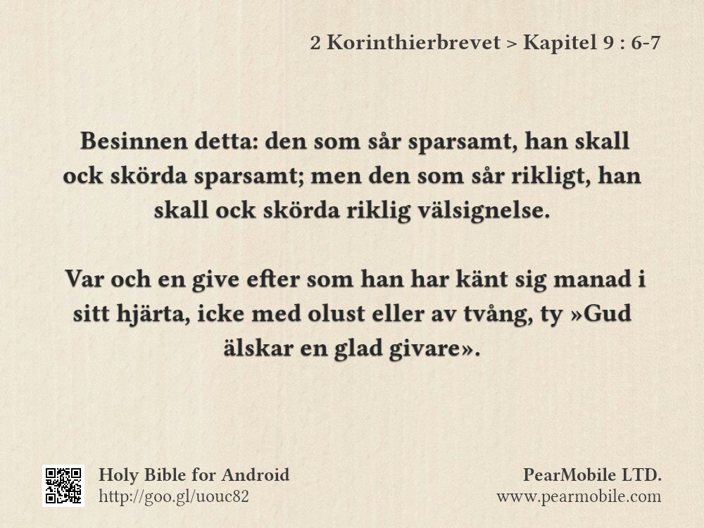 2 Korinthierbrevet, Kapitel 9:6-7